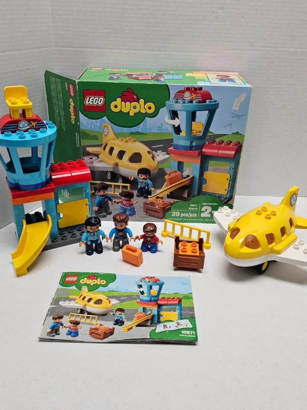 Lego Duplo Town Airport Tower Plane Pilot Luggage Boy Girl Toddler 10871 Set +